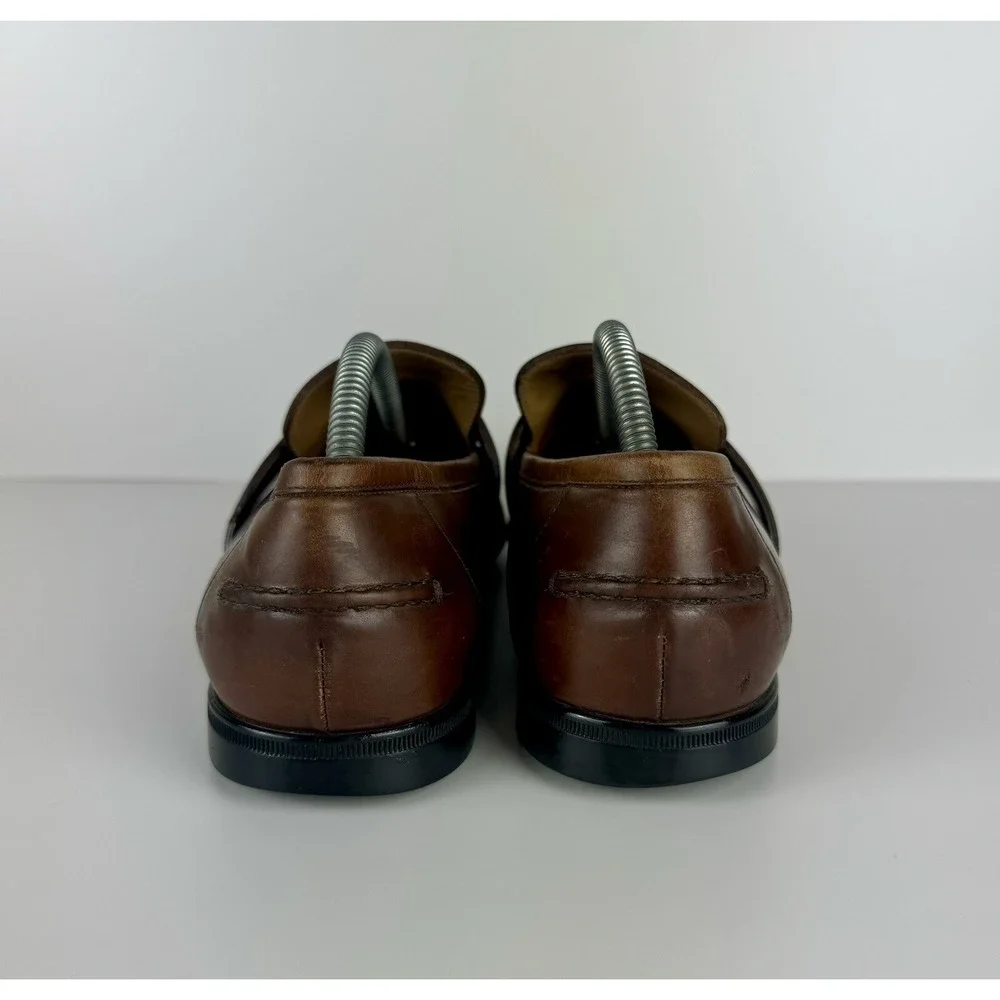 Gucci Men's Brown Leather Mila Wimbledon Logo Loafers Size‎ 6.5 Shoes